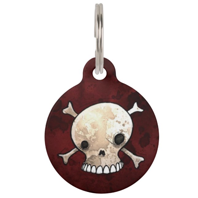 ID-tag "Skull and Crossbones" Huisdierpenning (Voorkant)
