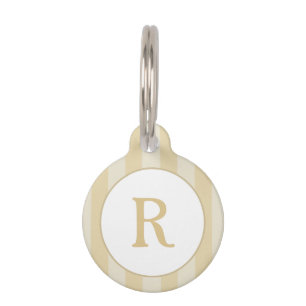 ID-tag van pakket - Gold Stripes met monogram Huisdierpenning