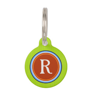 ID-tag van pakket - Groen blauw en rood met monogr Huisdierpenning