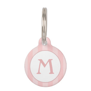 ID-tag van pakket - roze strips met monogram Huisdierpenning