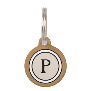 ID-tag van pakket - Tan Brown White en Black Monog Huisdierpenning