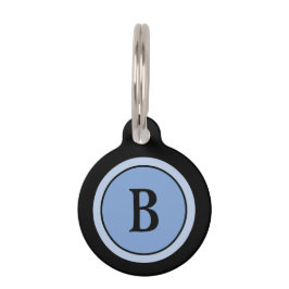 ID-tag van pakket - zwart en blauw monogram Huisdierpenning