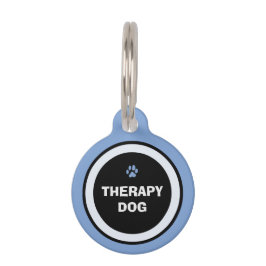 ID-tag voor Pet - Blauw en zwart-wit - Therapy Dog Huisdierpenning