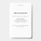 ID van bedrijfsmedewerker Aangepaste QR-code Foto Badge (Achterkant)