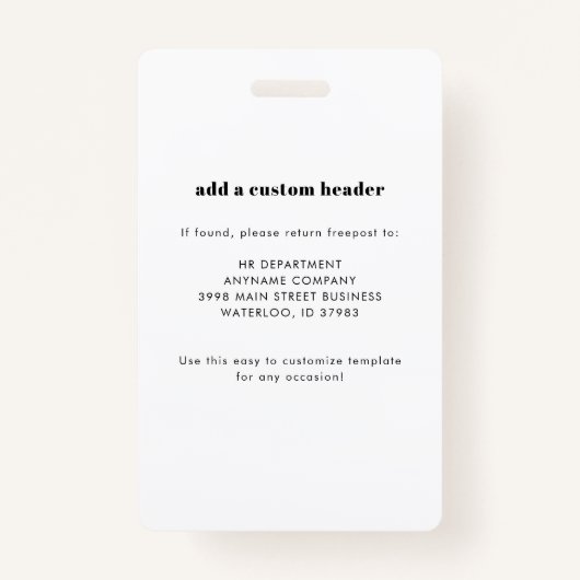 ID van bedrijfsmedewerker Aangepaste QR-code Foto Badge (Achterkant)