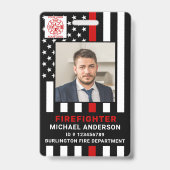 ID van brandweerdienst Persoonlijke fotobrandweerm Badge (Voorzijde)