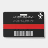 ID van brandweerdienst Persoonlijke fotobrandweerm Badge (Back)