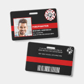 ID van brandweerdienst Persoonlijke fotobrandweerm Badge (Front & Back)