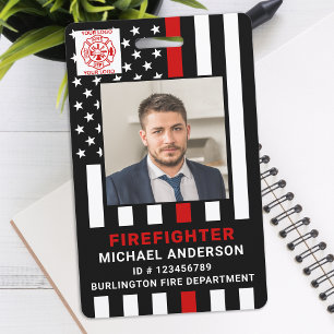 ID van brandweerdienst Persoonlijke fotobrandweerm Badge
