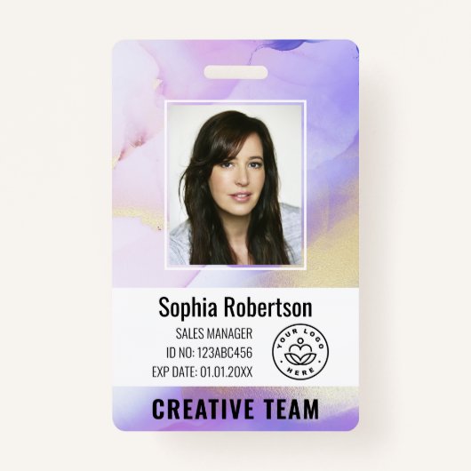 ID Waterverf Paarse werknemer bij aangepast bedrij Badge (Voorkant)
