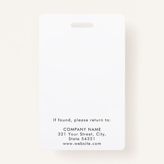 ID werknemer Foto Bedrijfsidentificatie Badge (Achterkant)