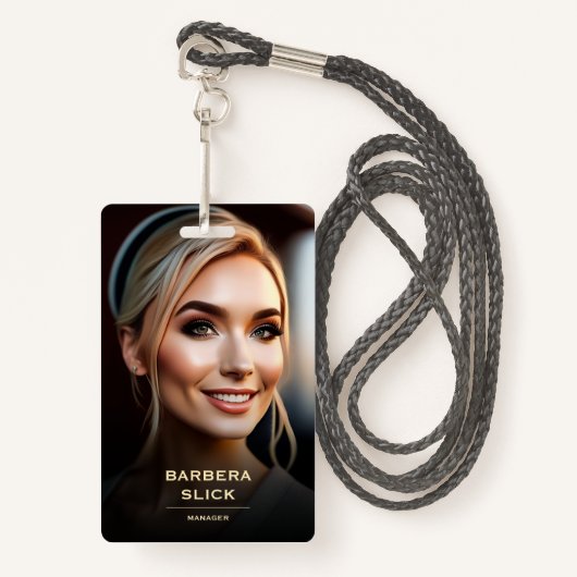 ID werknemers Barbershop Gold Barber Badge (Voorkant met draagriem)