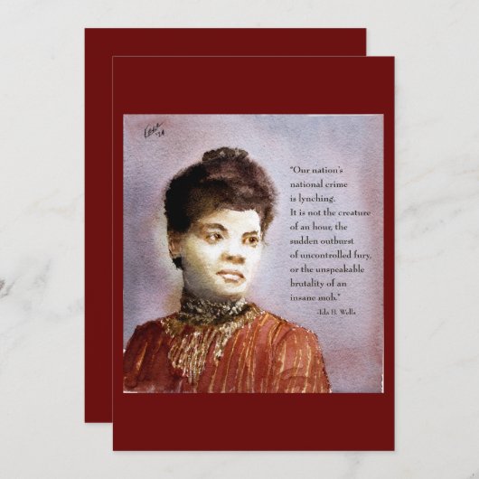 Ida B Wells & Quote Prachtige Waterverf Aankondiging (Voorkant / Achterkant)