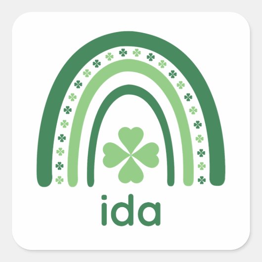 ida Naam Clover Boho Rainbow Vierkante Sticker (Voorkant)
