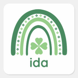 ida Naam Clover Boho Rainbow Vierkante Sticker