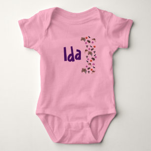 Ida, naam Logo met Australische wilde dieren, Baby Romper