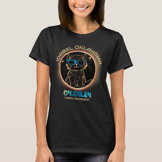 Idabel Oklahoma Total Solar Eclipse 2024 Cat Lover T-shirt (Voorkant)