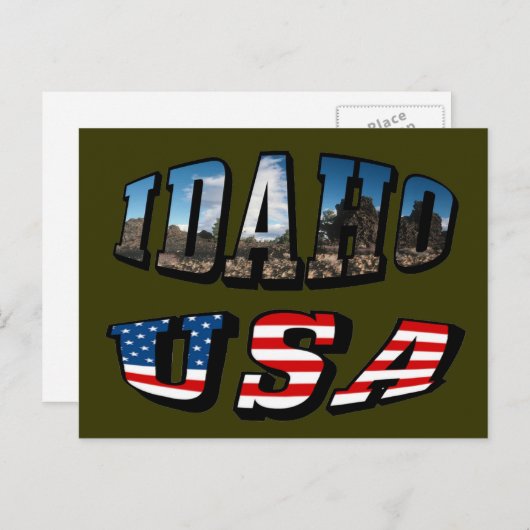 Idaho Afbeelding State and Flag USA Text Briefkaart (Voorkant / Achterkant)