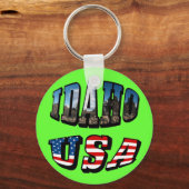Idaho Afbeelding State and Flag USA Text Sleutelhanger (Voorkant)