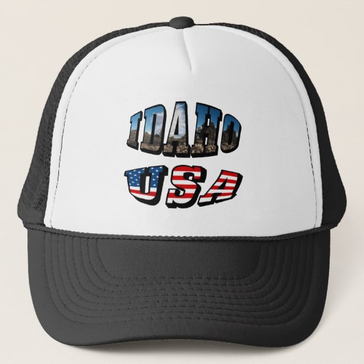 Idaho Afbeelding State and Flag USA Text Trucker Pet (Voorkant)