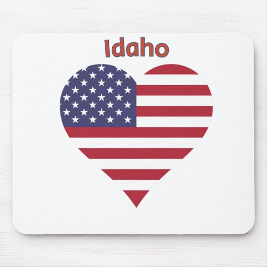 Idaho American Flag Heart Muismat (Voorkant)
