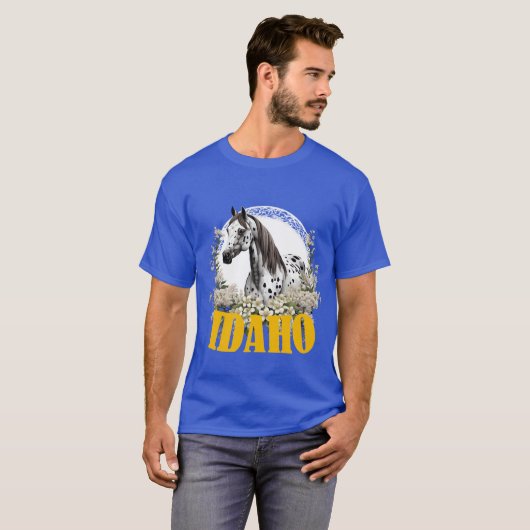 Idaho Appaloosa With Border Of Syringa Flowers T-shirt (Voorkant volledig)