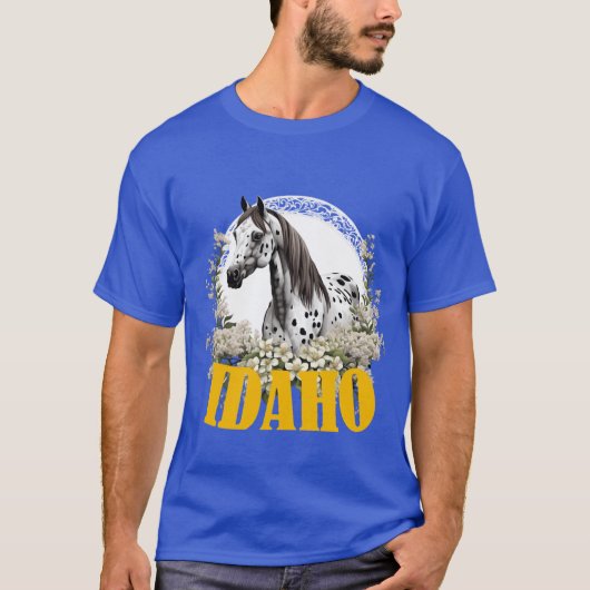 Idaho Appaloosa With Border Of Syringa Flowers T-shirt (Voorkant)