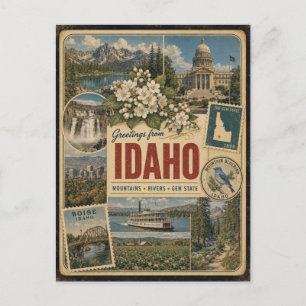 Idaho authentieke vintage stijl ansichtkaart briefkaart