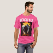 Idaho Bigfoot Sunset Retro 70s  wandelkamp T-shirt (Voorkant volledig)