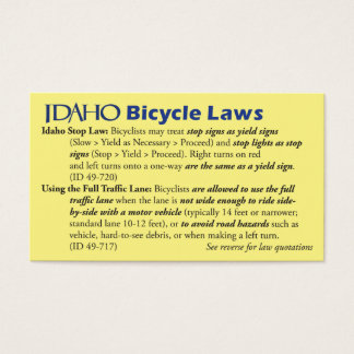 Idaho Bike Law Visitekaartje