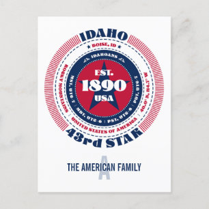 Idaho, Boise, ID, Patriottisch, Monogram Briefkaart