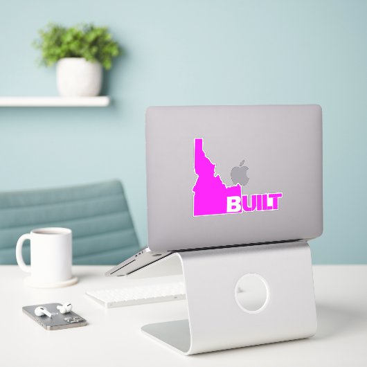 Idaho bouwt Vinyl Decal Hot Pink Sticker (Laptop op bureau)