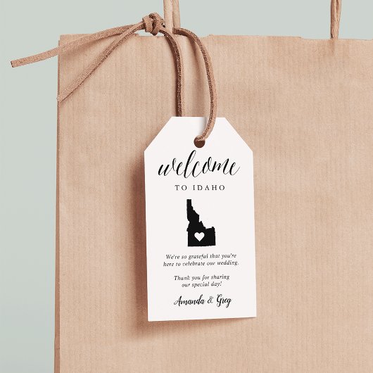 Idaho bruiloft welkom cadeaulabel