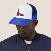 Idaho Built Center (Red White & Blue) Trucker Hat Pet (In situ)