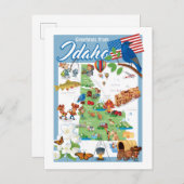 Idaho Cartoon Map Briefkaart (Voorkant / Achterkant)