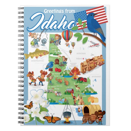 Idaho Cartoon Map Notitieboek (Voorkant)