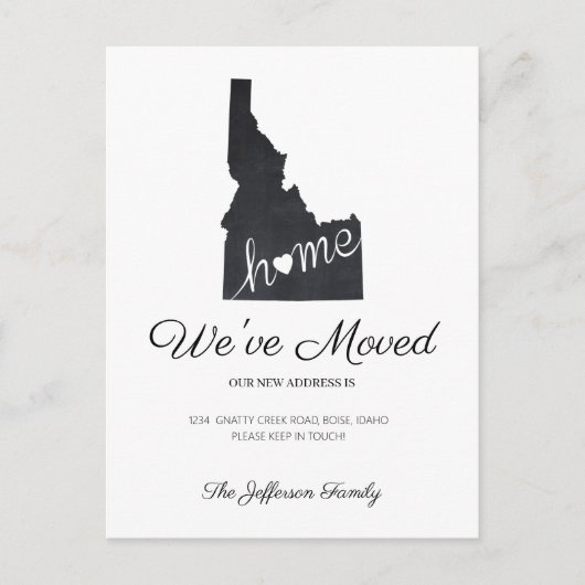 Idaho Chalkboard State Kaart Verhuizen Briefkaart (Voorkant)
