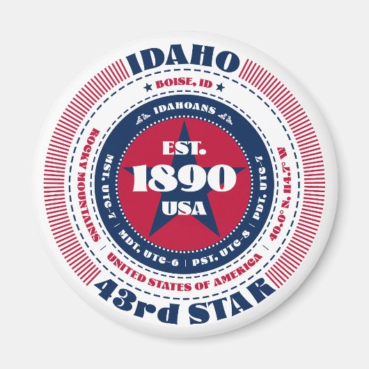 Idaho Circle Typography Souvenir Magnet (Voorkant)