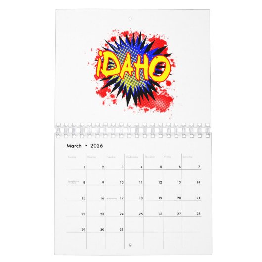 Idaho Comic Exclamation Kalender (Mar 2026)