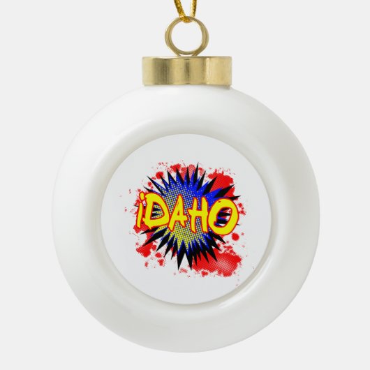 Idaho Comic Exclamation Keramische Bal Ornament (Voorkant)