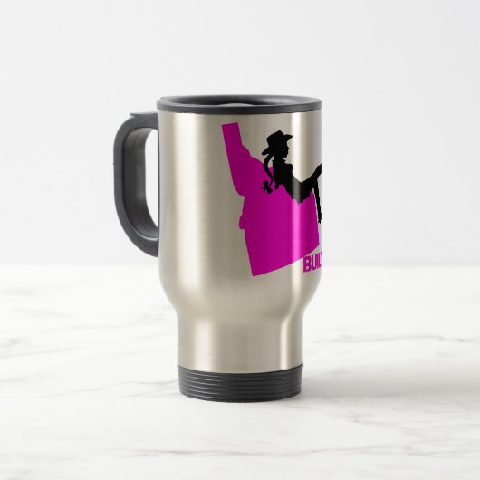 Idaho Cowgirl Travel Mug Reisbeker (Voorkant links)