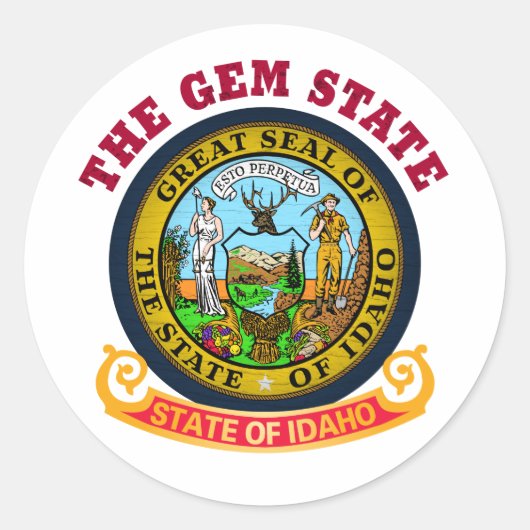 IDAHO CROSSROADS STATE FLAG RONDE STICKER (Voorkant)