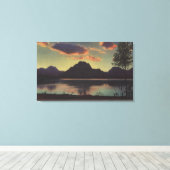 Idaho - Dusk Uitzicht van Mt. Moran & Jackson Lake Canvas Afdruk (Insitu (Houten vloer))