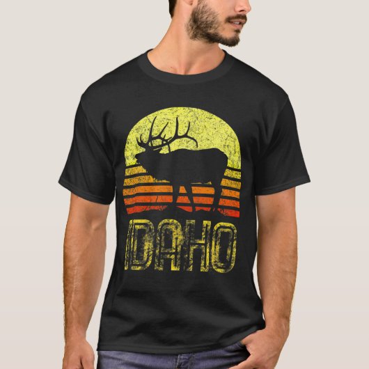 Idaho Elk Hunter Dad Retro Sun Bow Cool T-shirt (Voorkant)