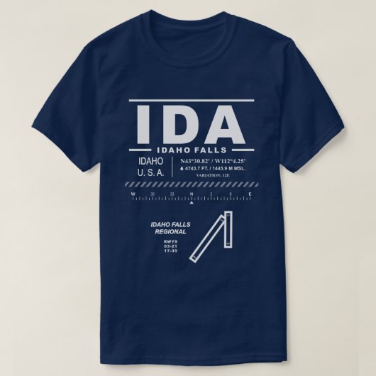 Idaho Falls Regional Airport IDA T-shirt (Design voorkant)