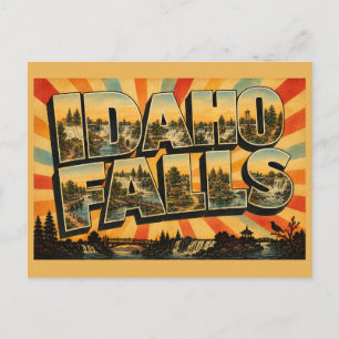 Idaho Falls Rivier Waterval Groenstrook Tuin Kunst Briefkaart