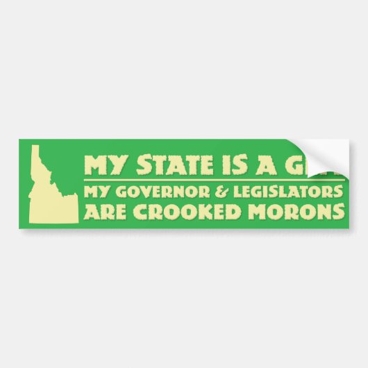 Idaho: Gem-staat; Moronische regering Bumpersticker (Voorkant)