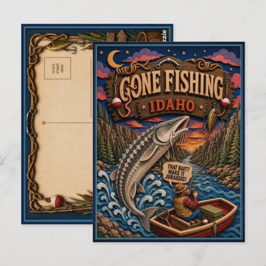 Idaho Gone Fishing Witte Steur Briefkaart (Voorkant / Achterkant)