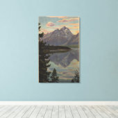 Idaho - Grand Teton Reflection op Jackson Lake Canvas Afdruk (Insitu (Houten vloer))