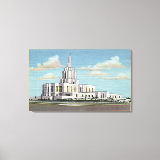 Idaho Herfsten, ID - Mormon Temple Uitzicht Canvas Afdruk (Voorkant)